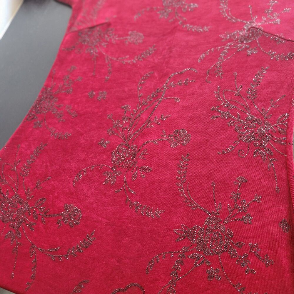 XOXO Vtg Jersey Dark Red Black Stones L Whimsigoth Dress Long Sleeve Victorian - Picture 10 of 10